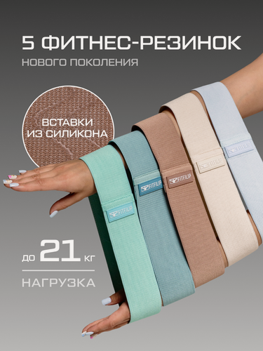 Изображение товара Фитнес резинки комплект 5 шт, усиленные резинки для фитнеса с сумочкой, тренажер для дома