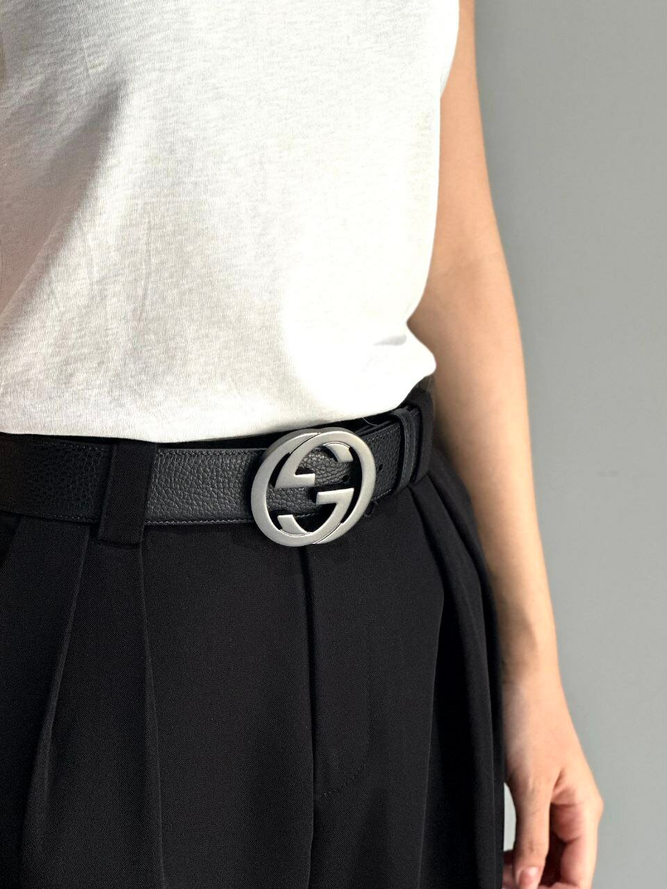 Ремень GUCCI для мужчин и женщин, черный — фото 1