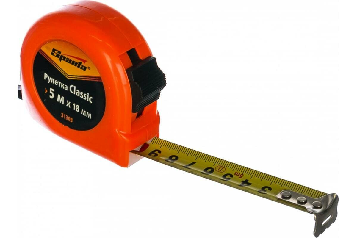 Рулетка SPARTA Classic5 м х 18 мм пластиковый корпус 31303