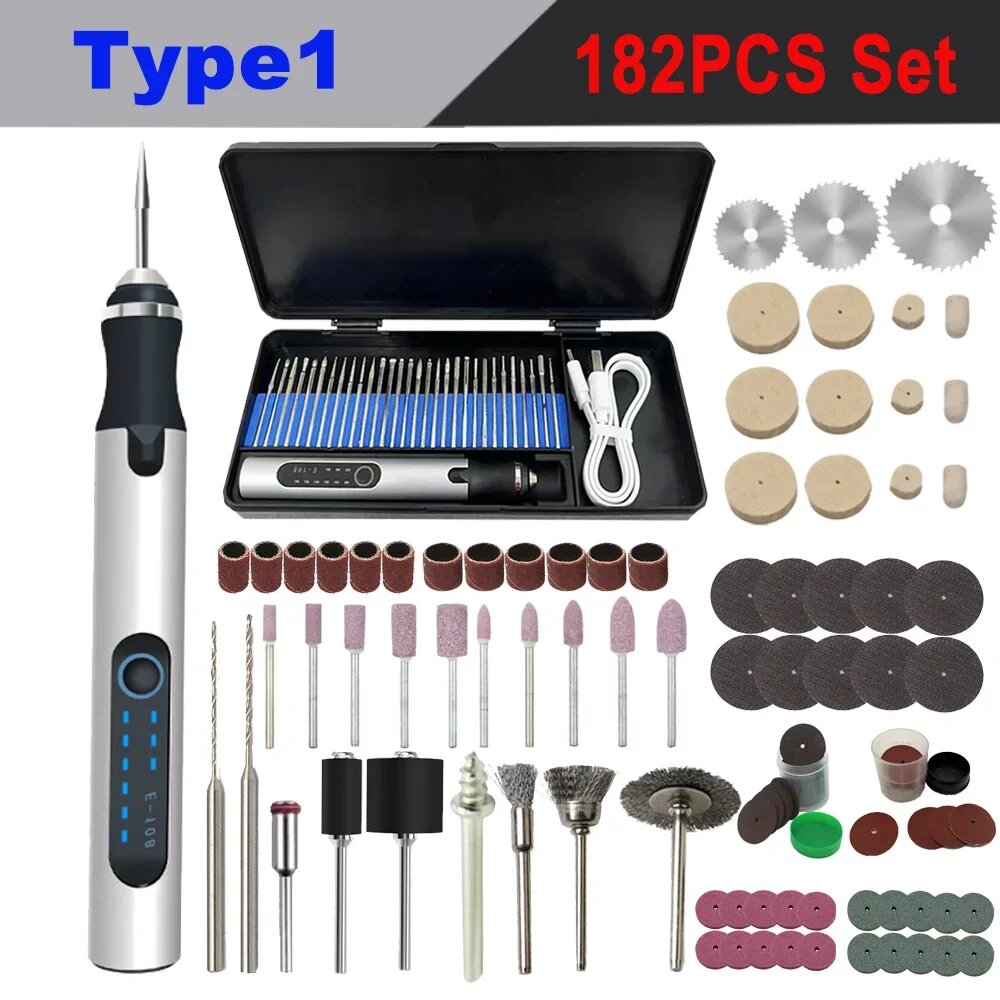 Беспроводная электрическая дрель, мини-гравер,-об/мин, E108> 182PCS Set