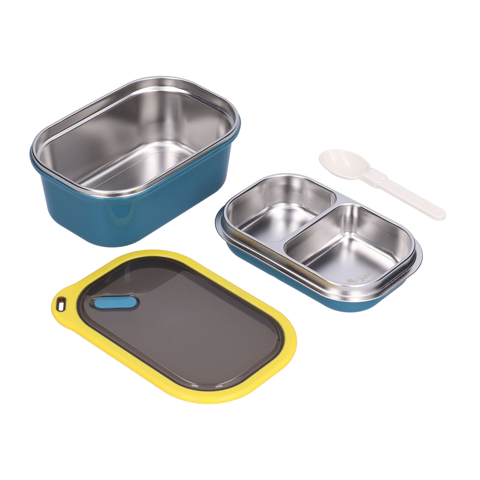 1.2L Stainless Steel Bento Box Doublelayer LeakProof Sealed Food Container Storage Box for School Picnic(Blue )