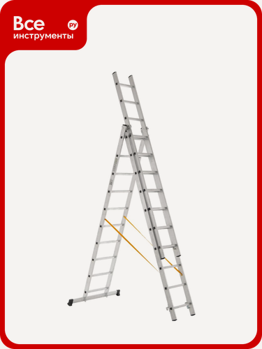 Изображение товара Профессиональная трехсекционная лестница Inforce 3x10 шириной 480мм ЛП-03-19