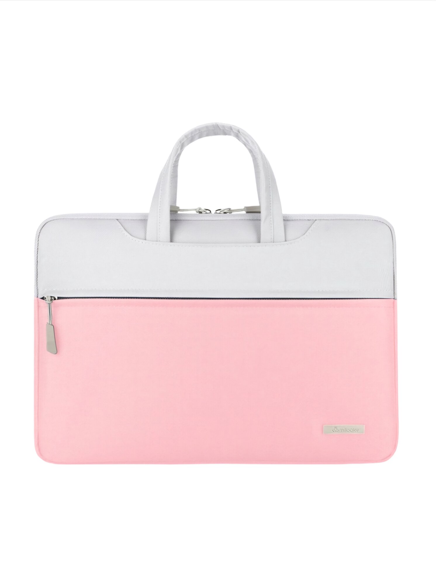 Сумка Milooky, для ноутбука, полиэстер, внешнее отделение, плечевой ремень, розово-серый
