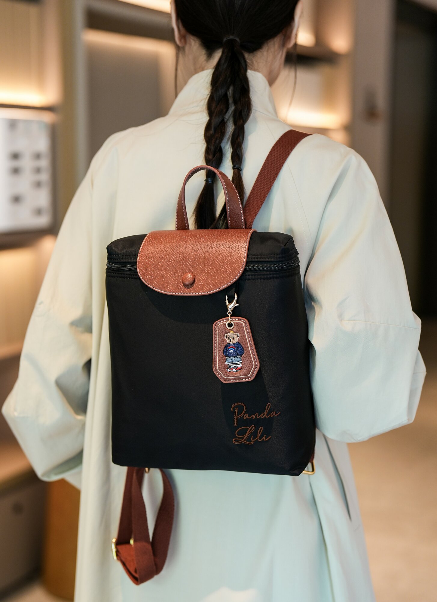 Рюкзак городской Beibaobao, черный текстильный непромокаемый, размер S