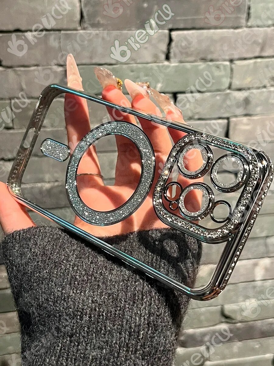 Чехол О'Кейси, для iPhone 16 Pro, силикон, прозрачный/серебристый — фото 1