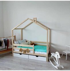 Кровать домик 160х80 с ящиками, с бортиком от detskaya . online