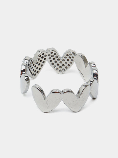 Кольцо переплетенное, фианит, безразмерное, ширина 4 мм, Silver — фото 1