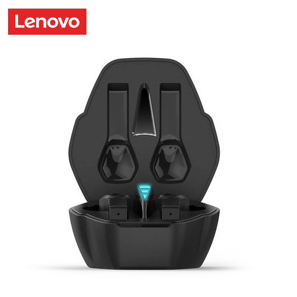 Lenovo HQ08 Наушники True Wireless Gaming с низкой задержкой Bluetooth 5.0 с тач-контролем и микрофоном, зарядный кейс 400mAh, черный цвет