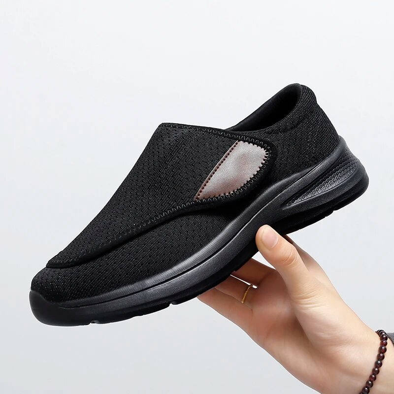 Кроссовки женские ортопедические широкие ноги опухшие прогулочные повседневные туфли с регулировкой большого пальца, мягкая удобная женская обувь для диабетиков, 38, Черный, Женский