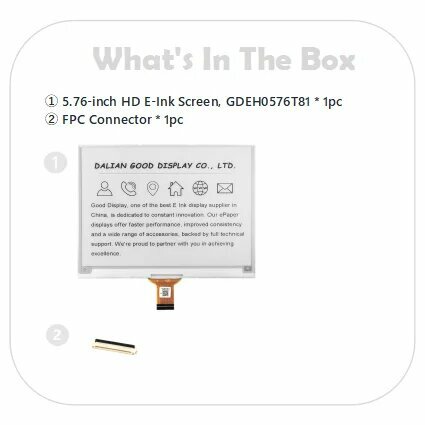 Display 576-дюймовый HD электронный дисплей E-Ink устройство чтения электронных книг на базе Android 198 точек на дюйм GDEH0576T81 EPD Only