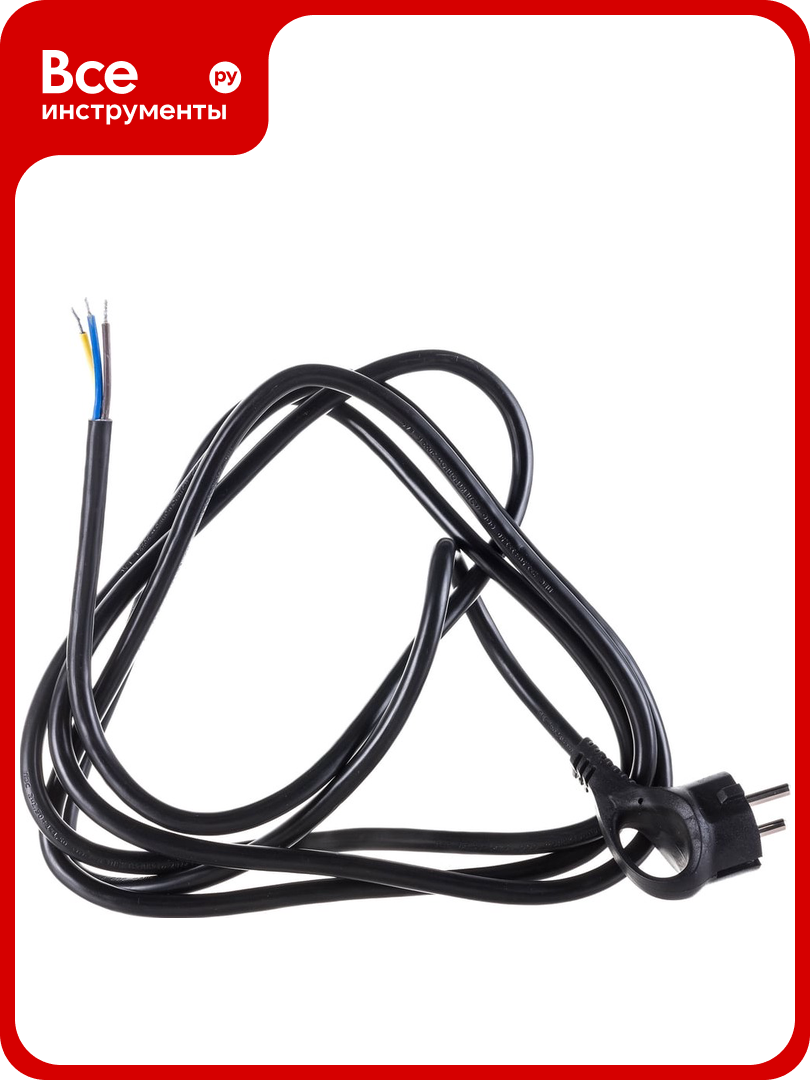 Сетевой шнур с вилкой ЭРА U-3x15-3m-B с заземлением 3м ПВС 3x15мм2 черный Б0048709
