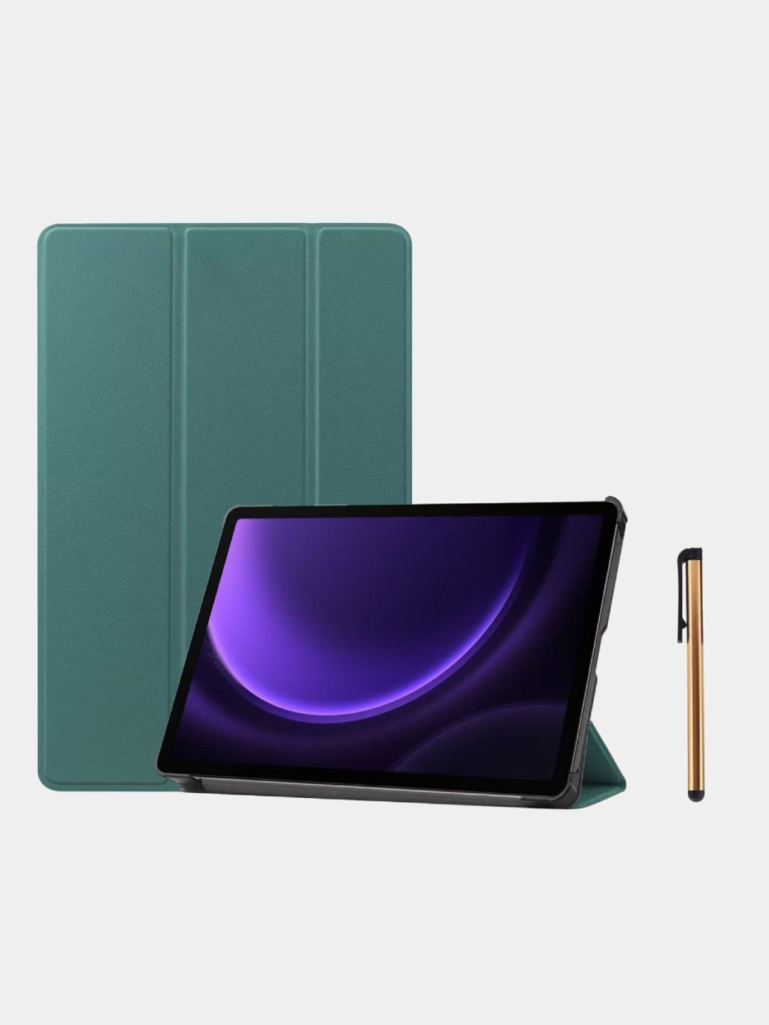 Защитный чехол для планшета Samsung Galaxy Tab S9+/S9 FE+/S10+ 12.4" (трехсекционный складной дизайн), зеленый