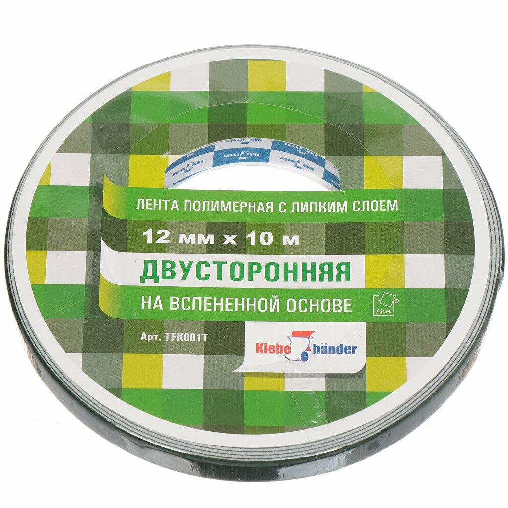 Клейкая лента 12 мм двухсторонняя основа вспененная 10 м Klebebander TFK001T