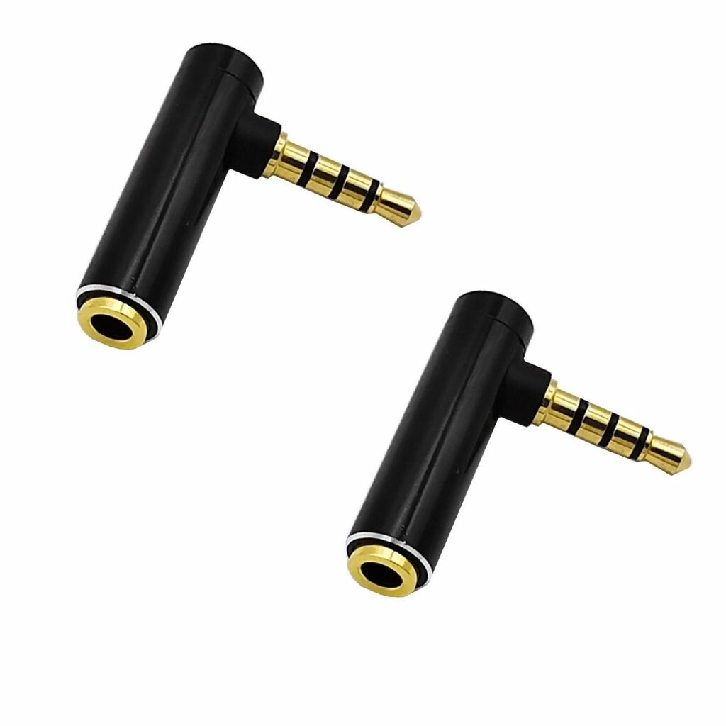 Адаптер 3.5mm Мужской-Женский с Золотыми Контактами и Углом 90