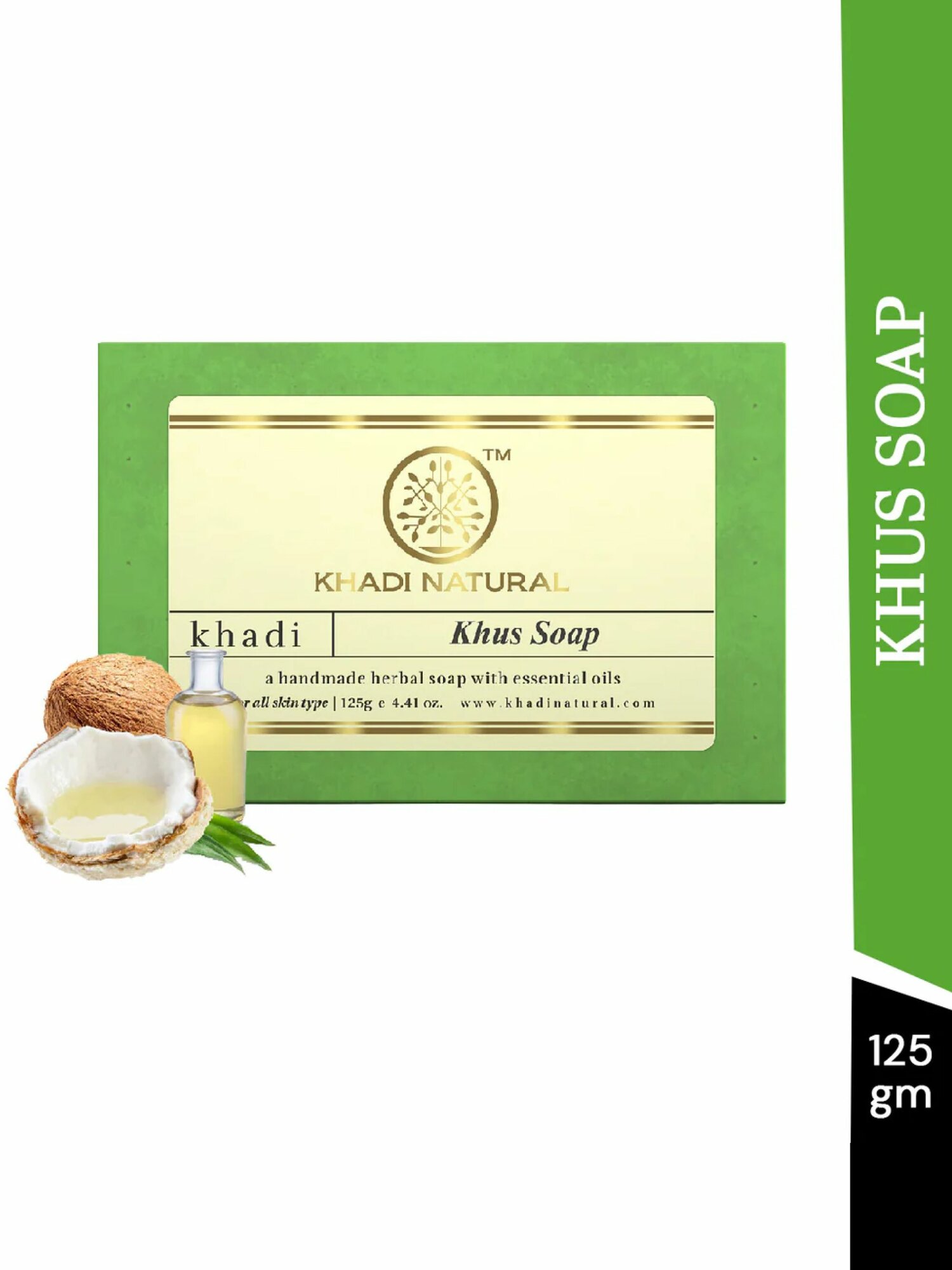 Мыло твердое Khadi Natural туалетное натуральное Ветивер (Khus Soap) 125 г