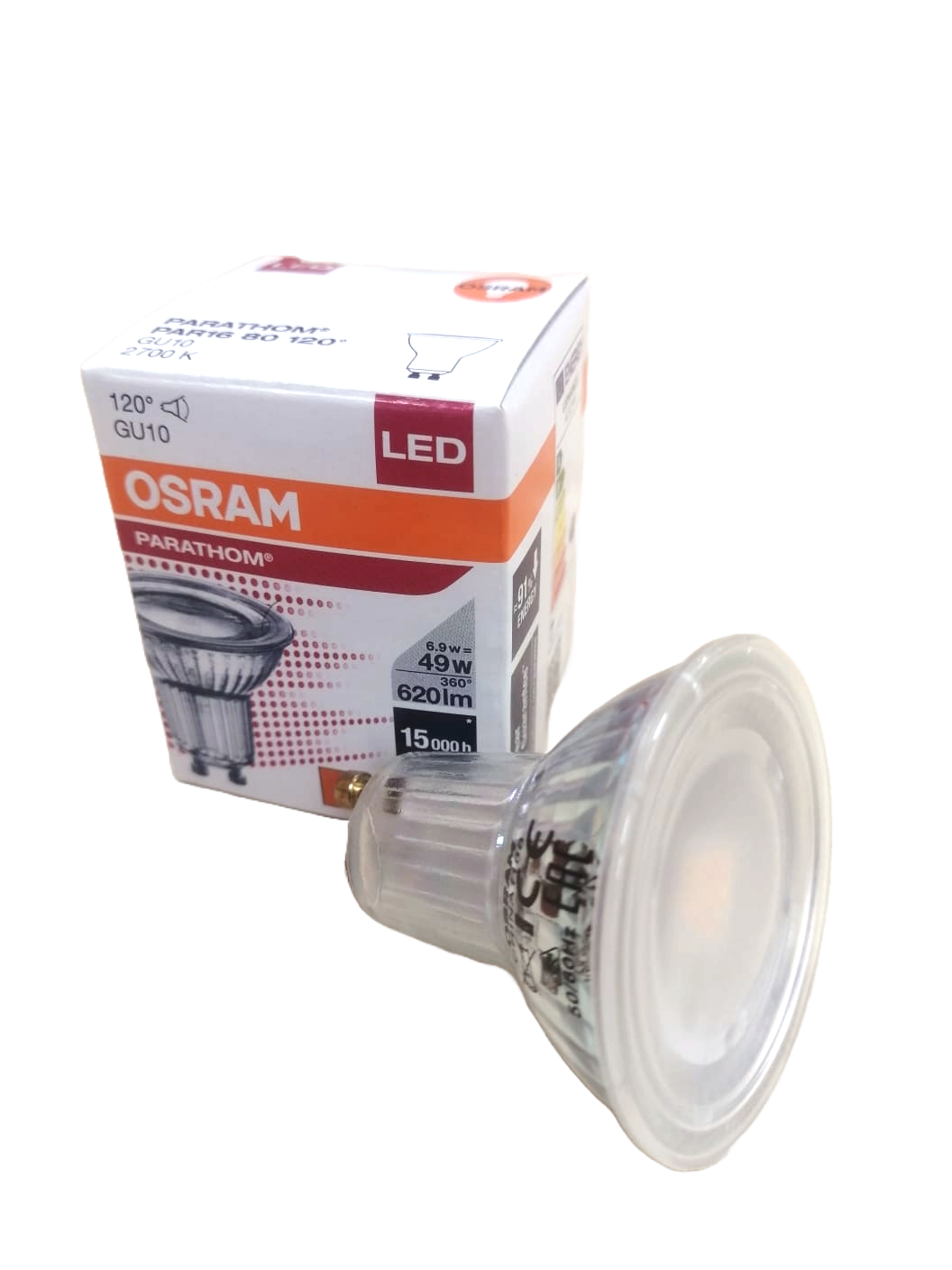Лампа OSRAM 6.9 Ватт GU10 2700K 2-PARATHOM Spot PAR16 GL 80 non-dim 69W/827 120° 620 Лм 220-240V стеклянная колба