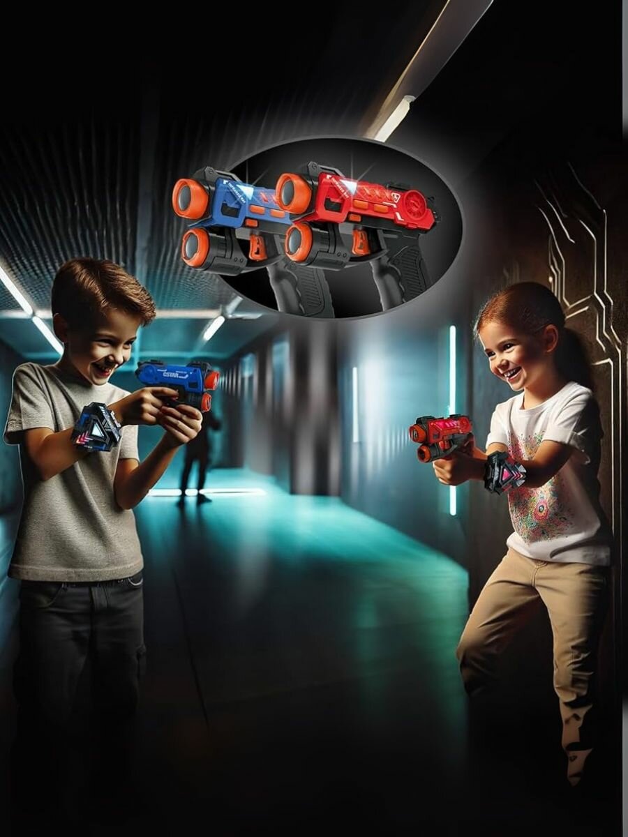 Набор для игры в лазертаг для детей, 2 мини-бластера с мишенями / Детский лазертаг — фото 1