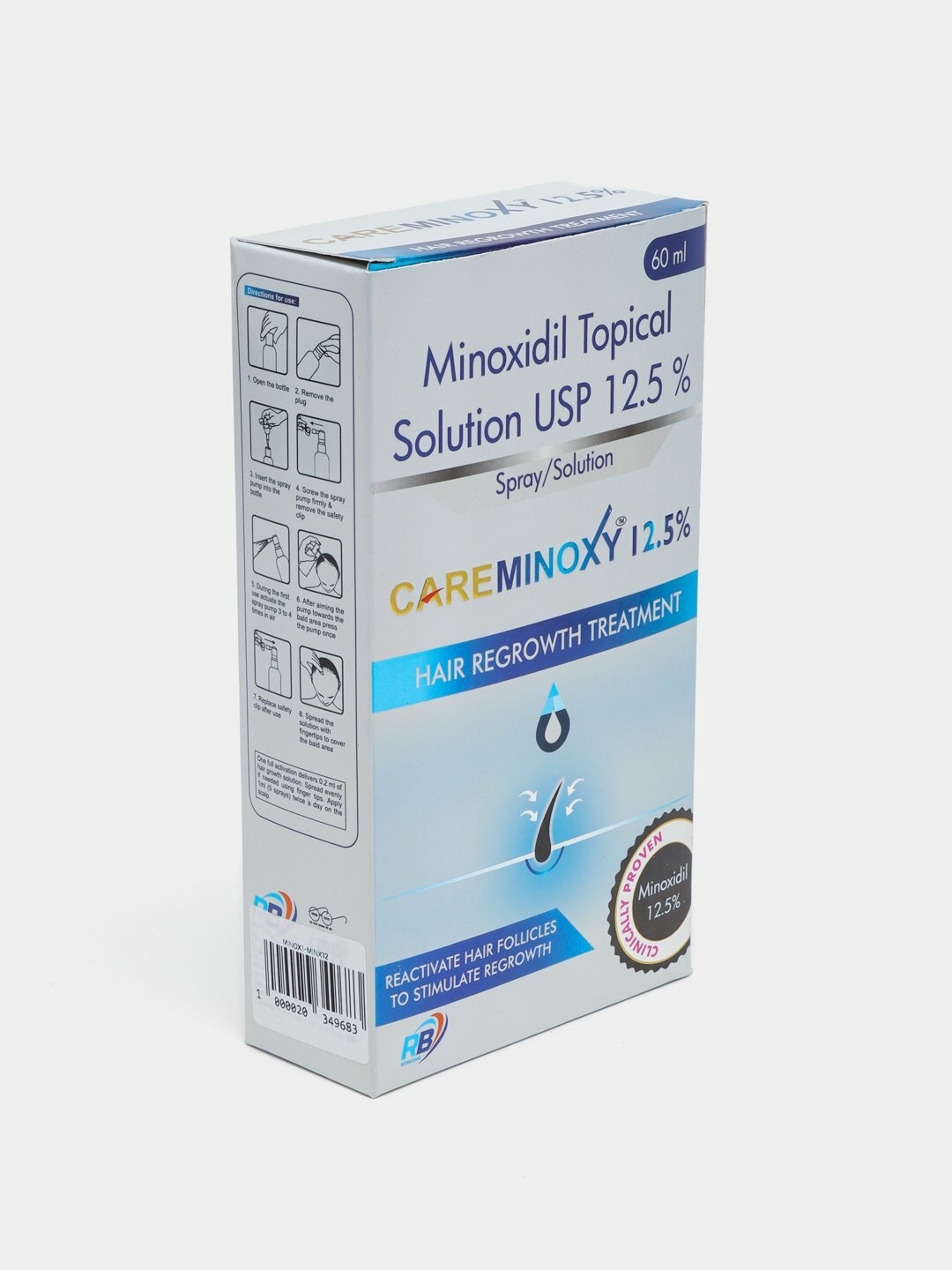 Средство для роста бороды "Minoxidil Careminoxy" 12,5%, бренд — фото 1