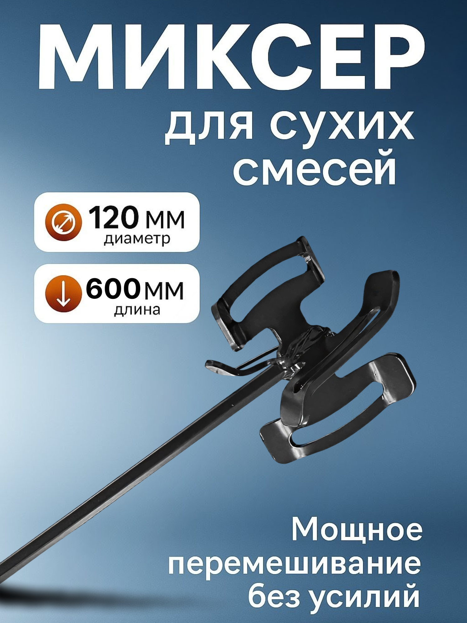 Миксер строительный насадка для сухих смесей PROFI Decor диаметр 120 мм / для шуруповерта дрели