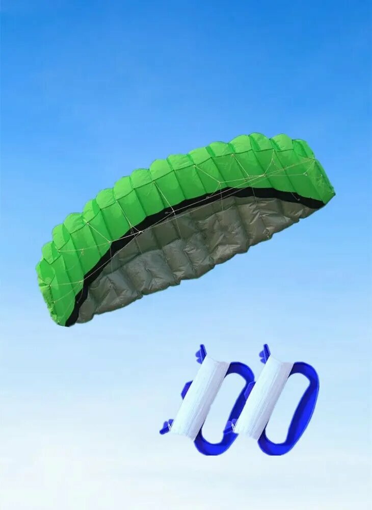 Кайт пилотажный Воздушный змей спортивный 25 м зеленый