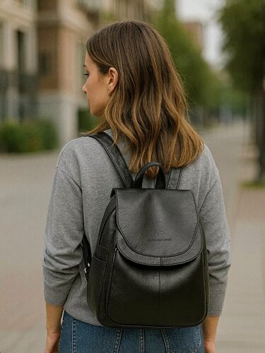 Изображение товара Рюкзак женский кожаный черный