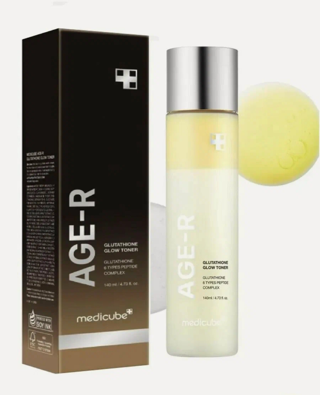 Антивозрастной тонер с глутатионом и пептидами medicube AGE-R Glutathione Glow Toner, 140 мл.