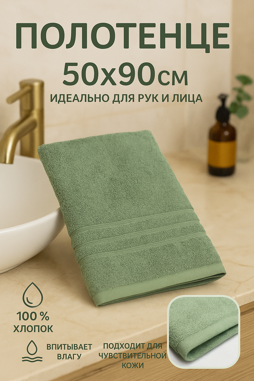 Махровое полтенце - для лица 50х90