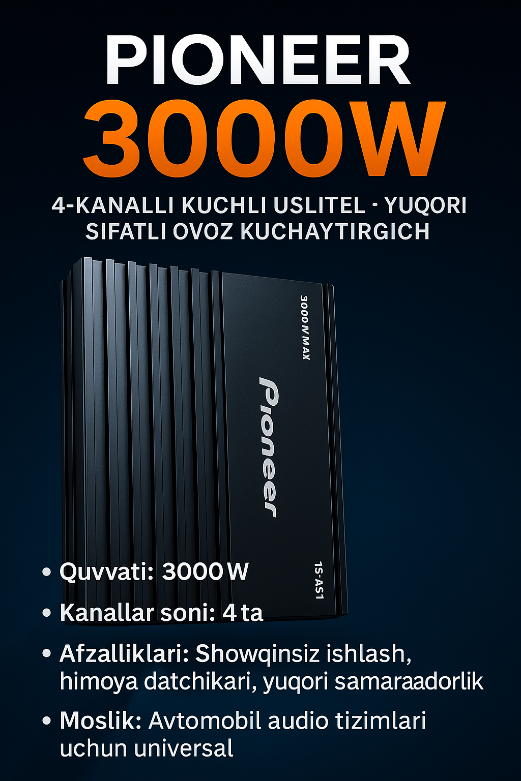 Pioneer 3000W 4-канальный мощный усилитель – высококачественный усилитель звука