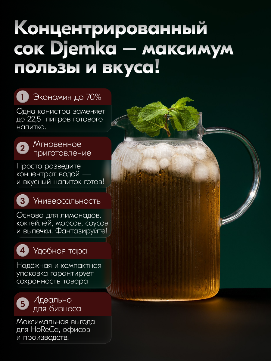 Сок Djemka.ru "Белый виноград", концентрированный, в пластиковой канистре, 5 кг — фото 1