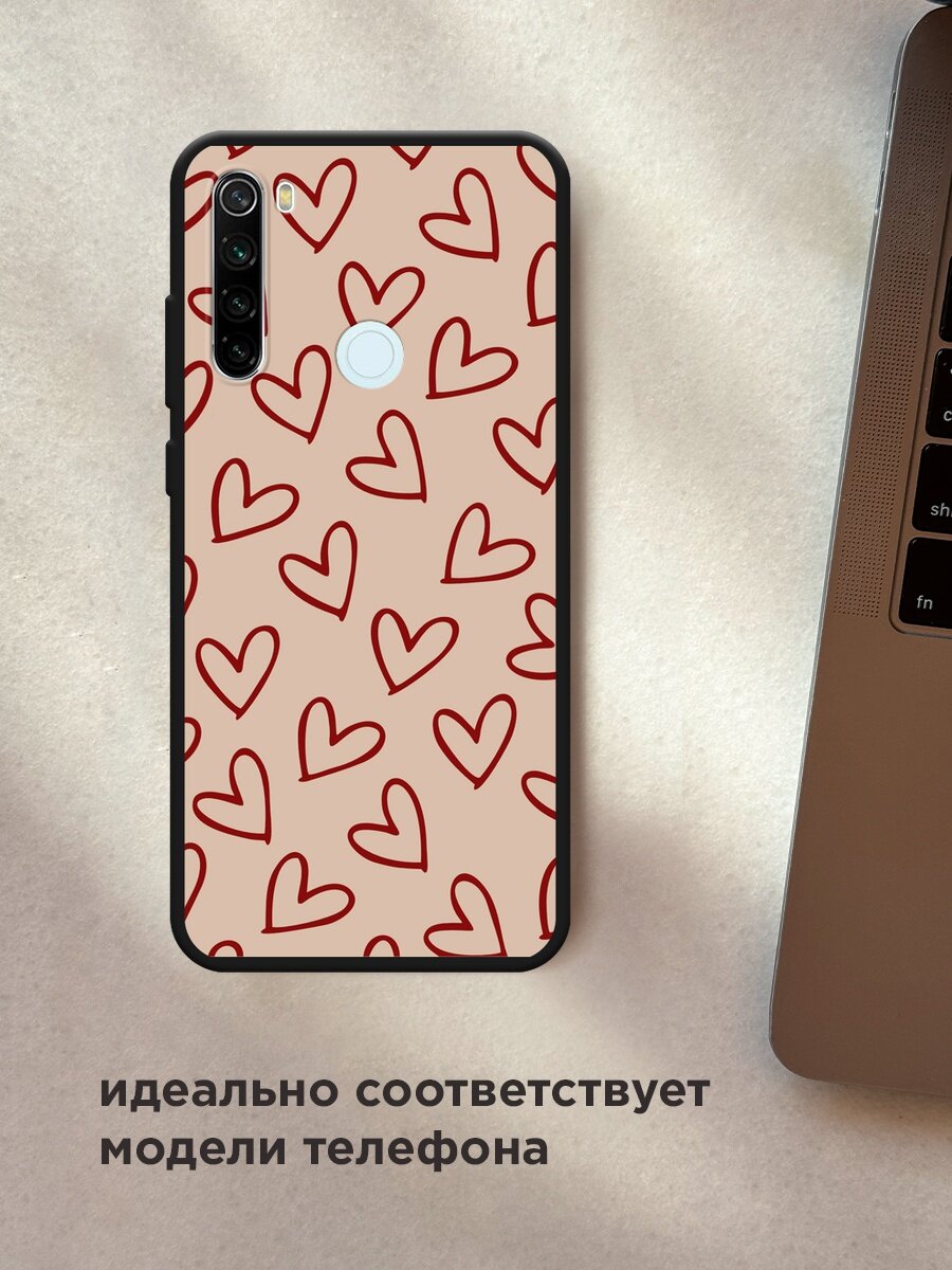 Черный матовый чехол на Xiaomi Redmi Note 8T / Сяоми Редми Нот 8Т с принтом "Little hearts doodles 1 - 14 февраля" — фото 1