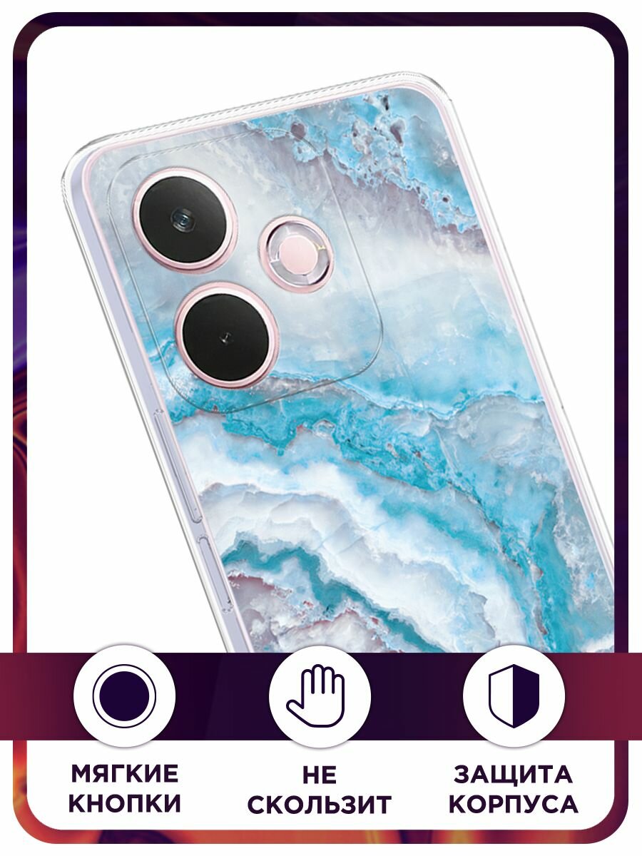 Чехол на Oppo A5 Pro / Оппо А5 Про с принтом "Нежно-голубой мрамор" — фото 1