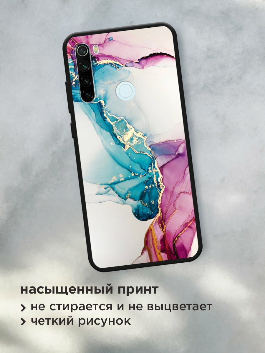 Черный матовый чехол на Xiaomi Redmi Note 8T / Сяоми Редми Нот 8Т с принтом "Розовые разводы рисунок" — фото 1