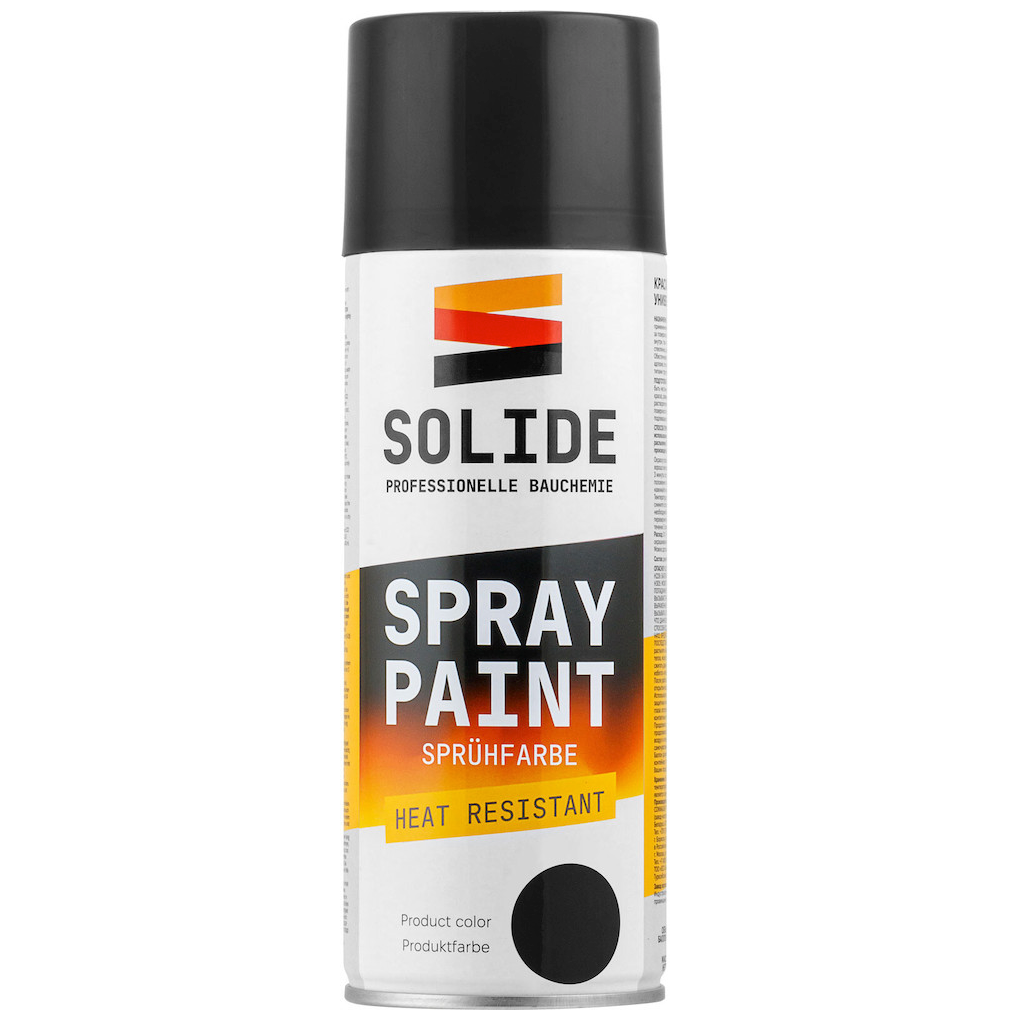 Краска-эмаль аэрозольная в баллончике термостойкая черный SOLIDE 400 мл (SL-67505-1)