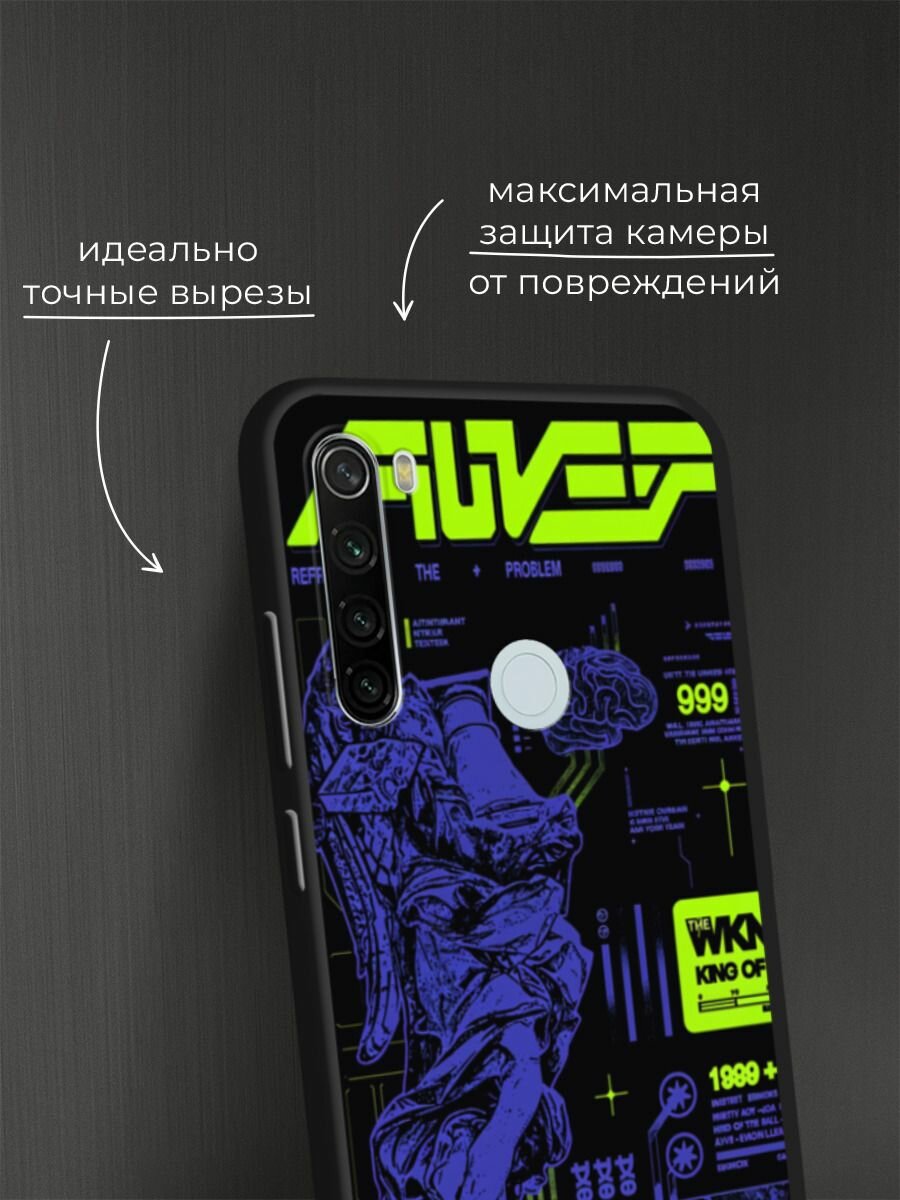 Черный матовый чехол на Xiaomi Redmi Note 8T / Сяоми Редми Нот 8Т с принтом "Кислотное аниме" — фото 1