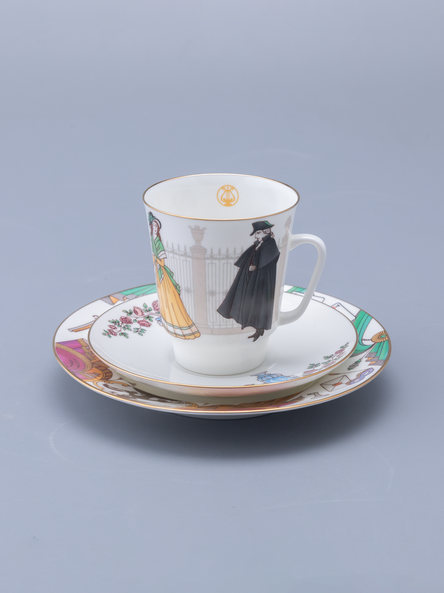 Кофейный сервиз, Опера Пиковая дама, форма Майская, трехпредметный, 165 мл, Императорский фарфоровый завод — фото 1