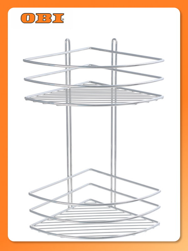Полка Fixsen угловая 2-этажная металл хром настенная решетчатая Ограничитель Комплектация: полка крепления