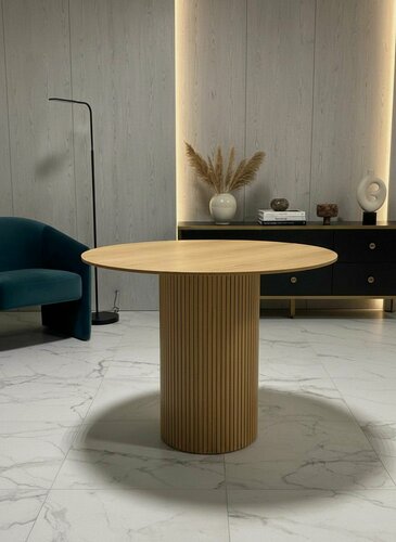 Изображение товара Стол круглый кухонный 100 см шпон дуба "Престиж"