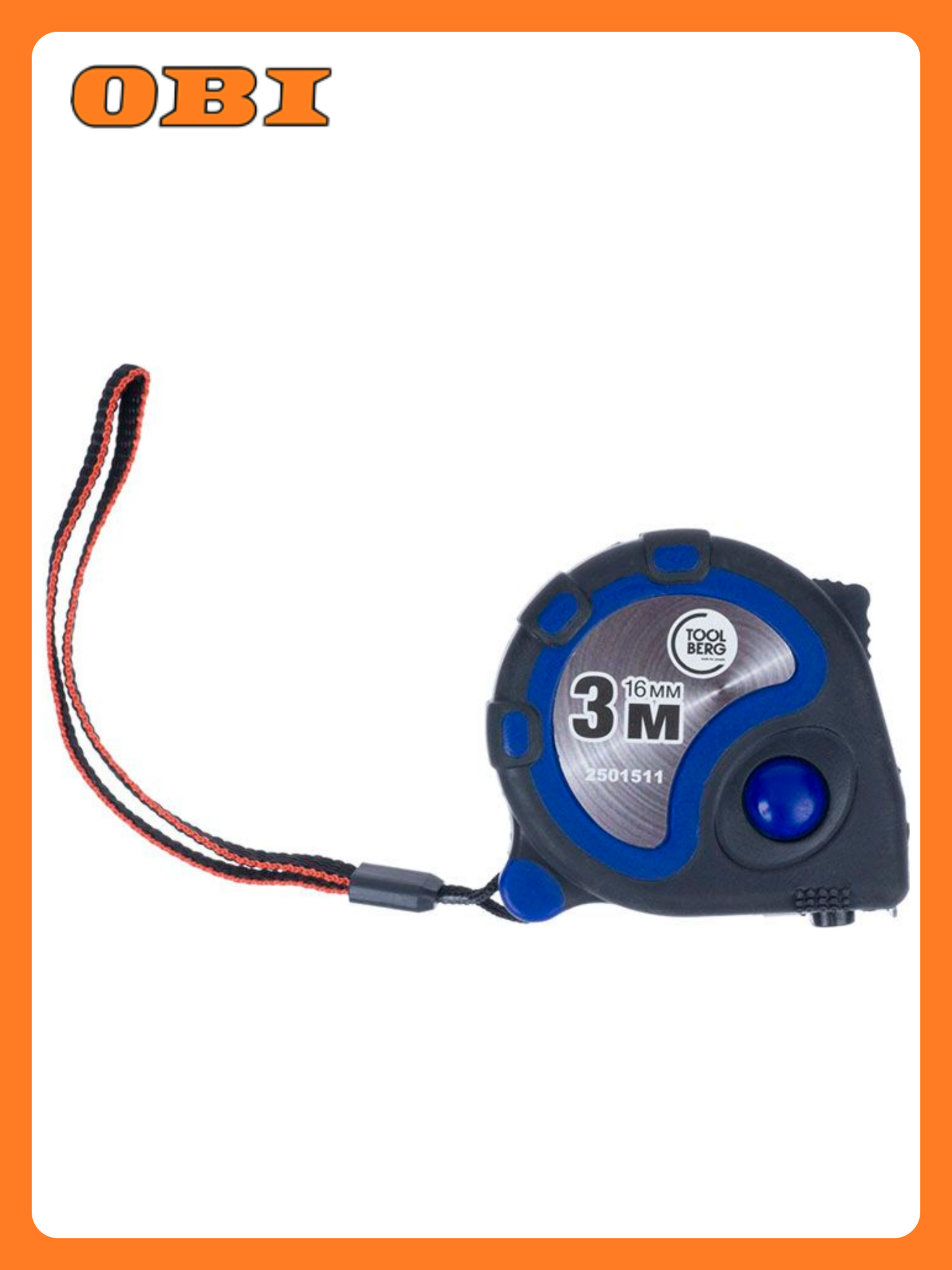 Рулетка ToolBerg обрезиненный корпус 3 фиксатора магнит 3м х 16мм