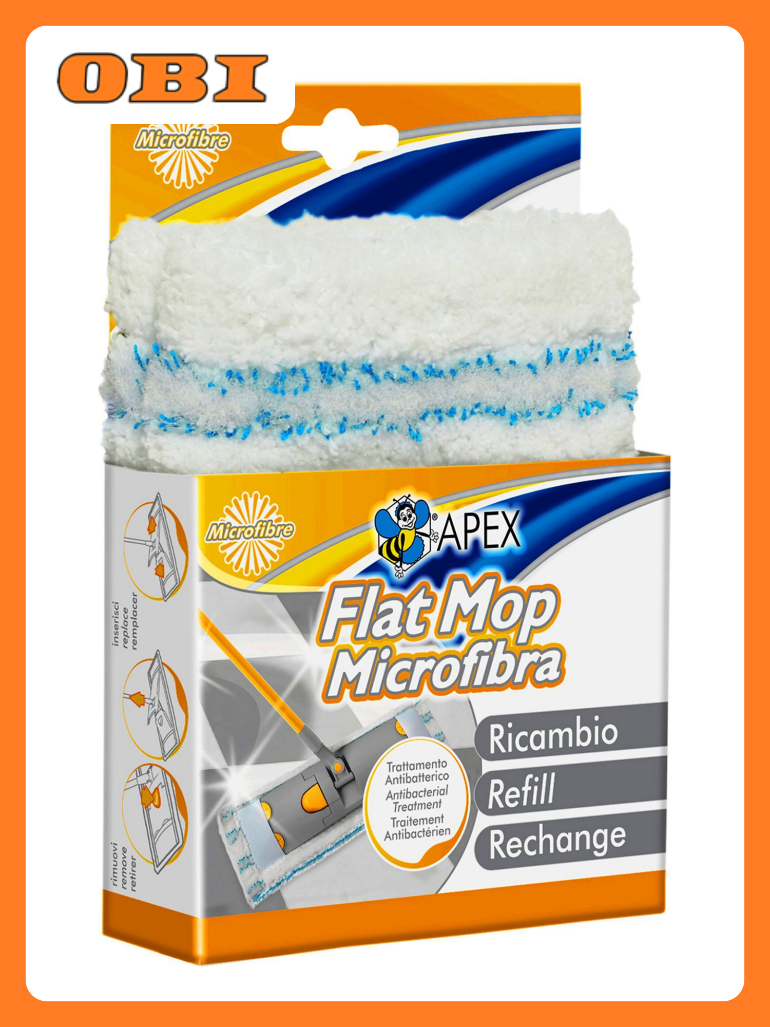 Насадка на швабру Apex Flat Mop микрофибра для всех типов пола 15 см