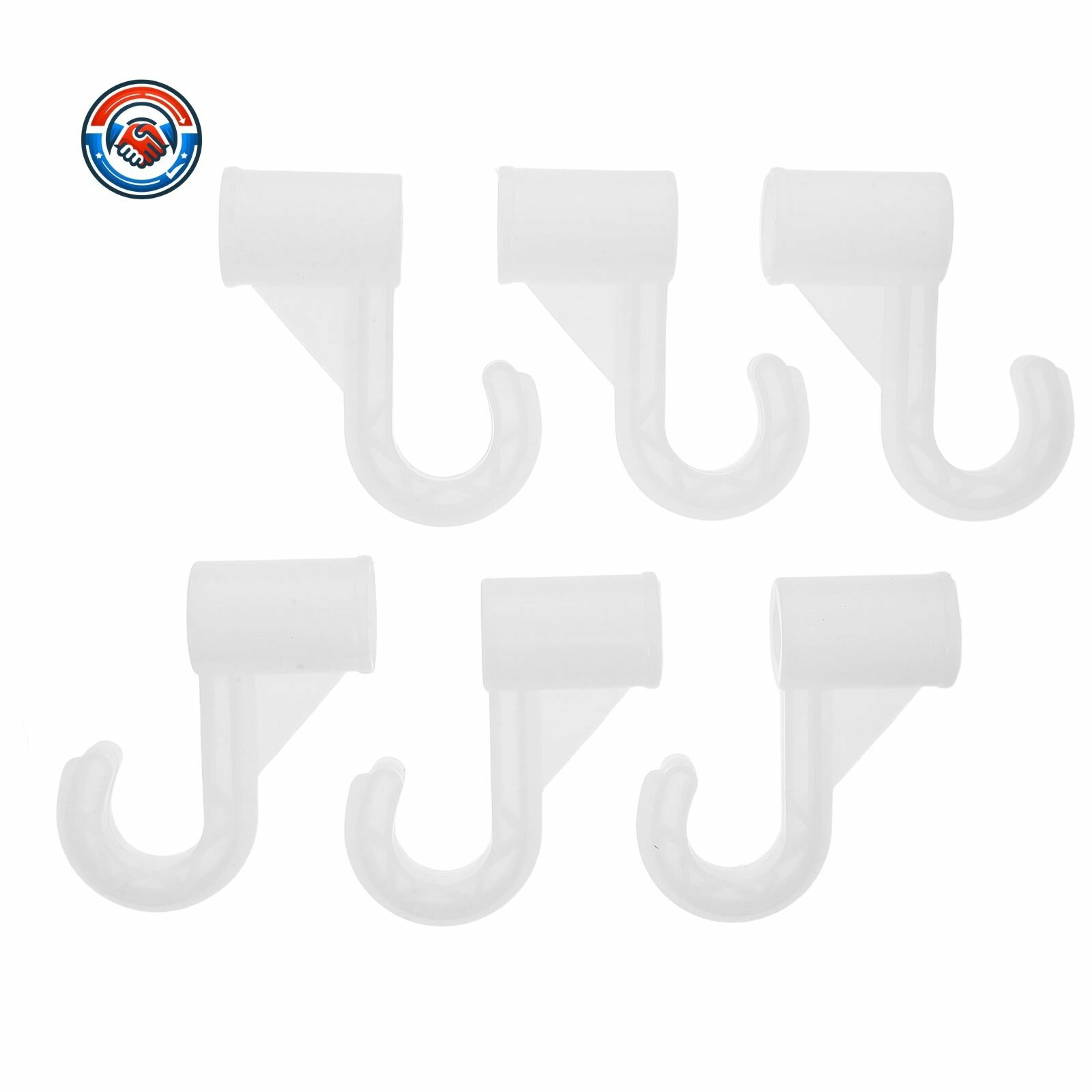 Крючки для тканевого шкафа комплект 6 шт универсальные пластиковые детали для сборки мебели белые надежное крепление для подвесных штанг быстрая установка без инструментов