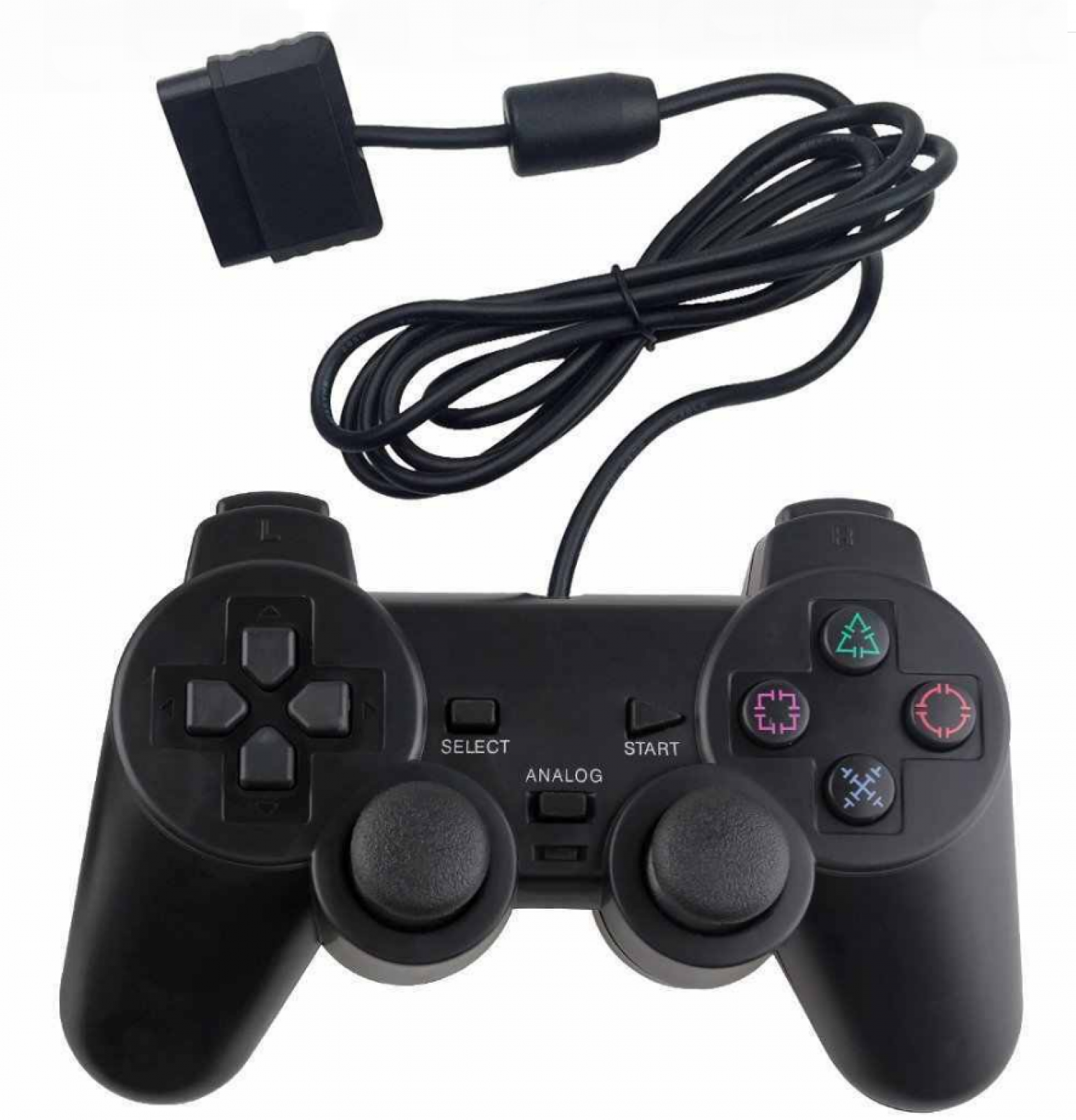 Проводной геймпад MyPads для Sony Playstation 2 с двойной виброотдачей Doubleshock, черный