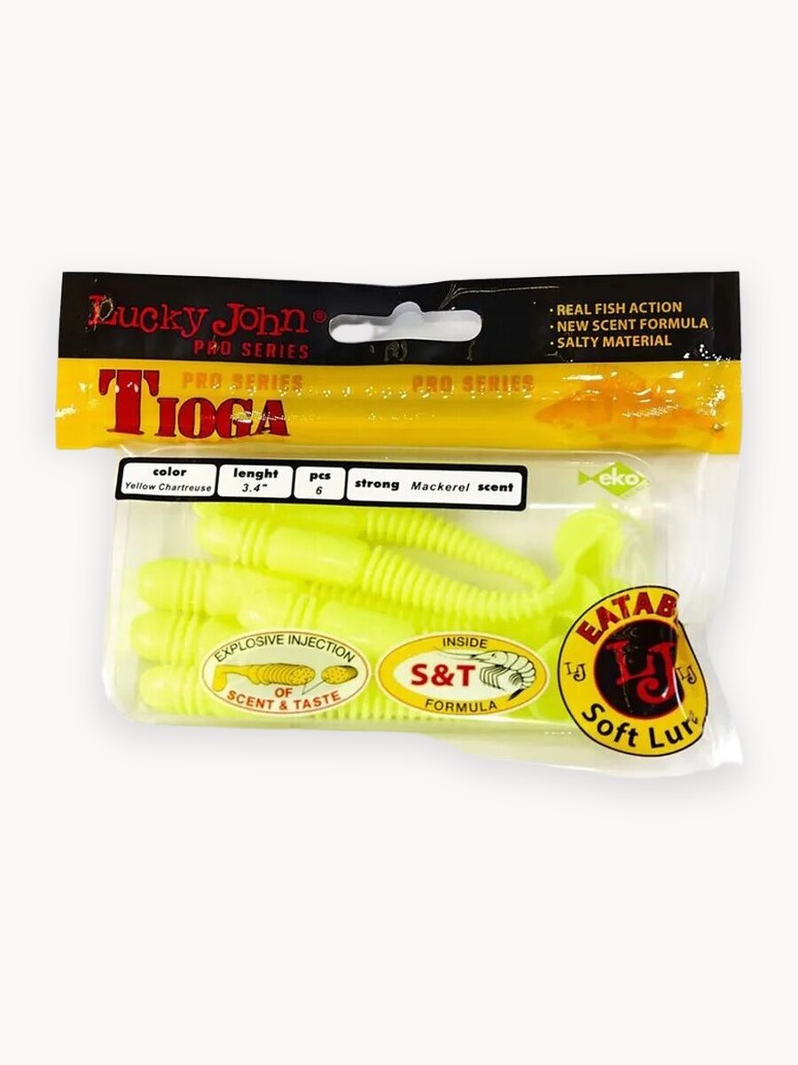Силиконовая приманка мягкая съедобная виброхвост Lucky John Pro Series Tioga 3.4" 86 мм 088 6 шт.