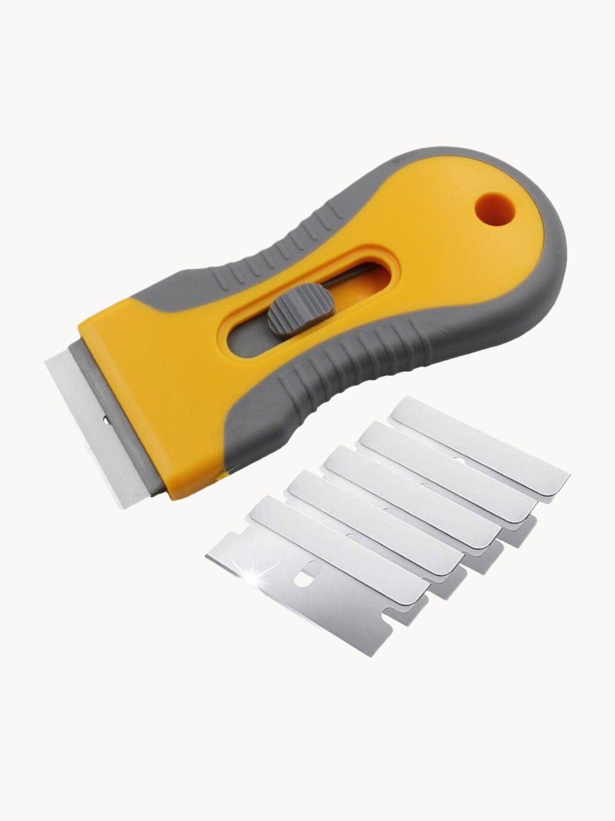 Скребок для чистки стеклокерамики стекла плитки керамических индукционных поверхностей плит окон, 6 лезвий, жёлтый
