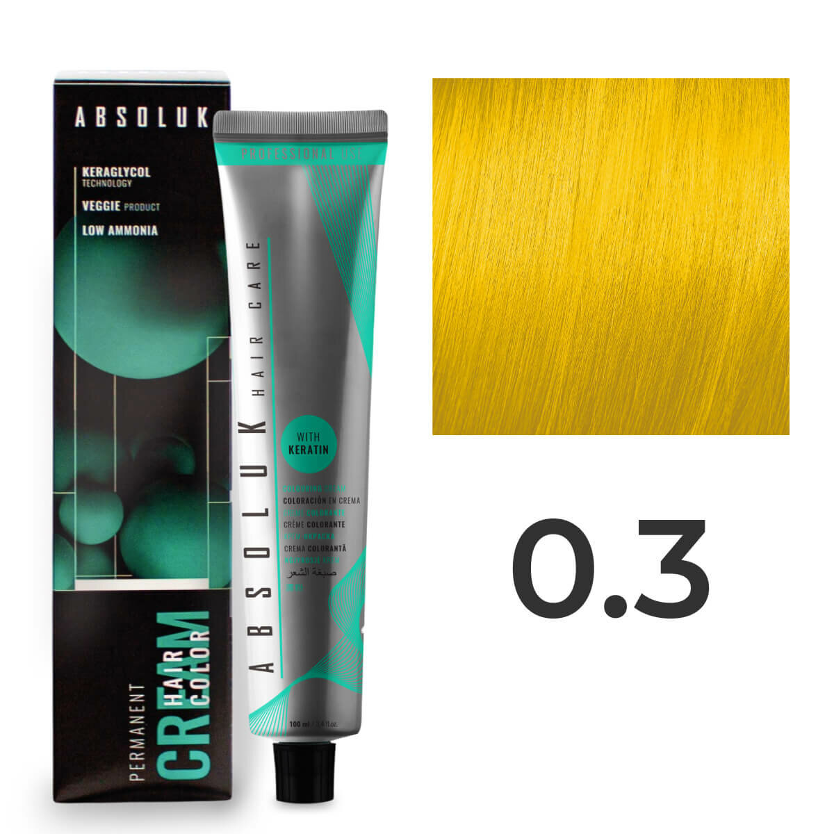 Перманентная крем-краска для волос Absoluk Hair Color Cream 0.3 Корректор Желтый, 100 мл