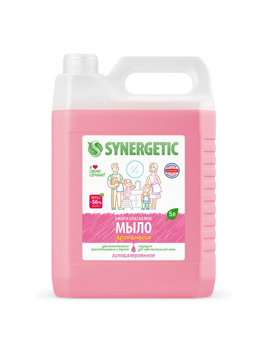 Мыло жидкое 5 л SYNERGETIC, "Аромамагия" гипоаллергенное, биоразлагаемое, ЭКО