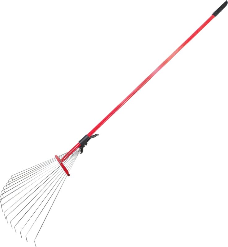 Грабли веерные раздвижные 15 зубьев 125 см с черенком сталь