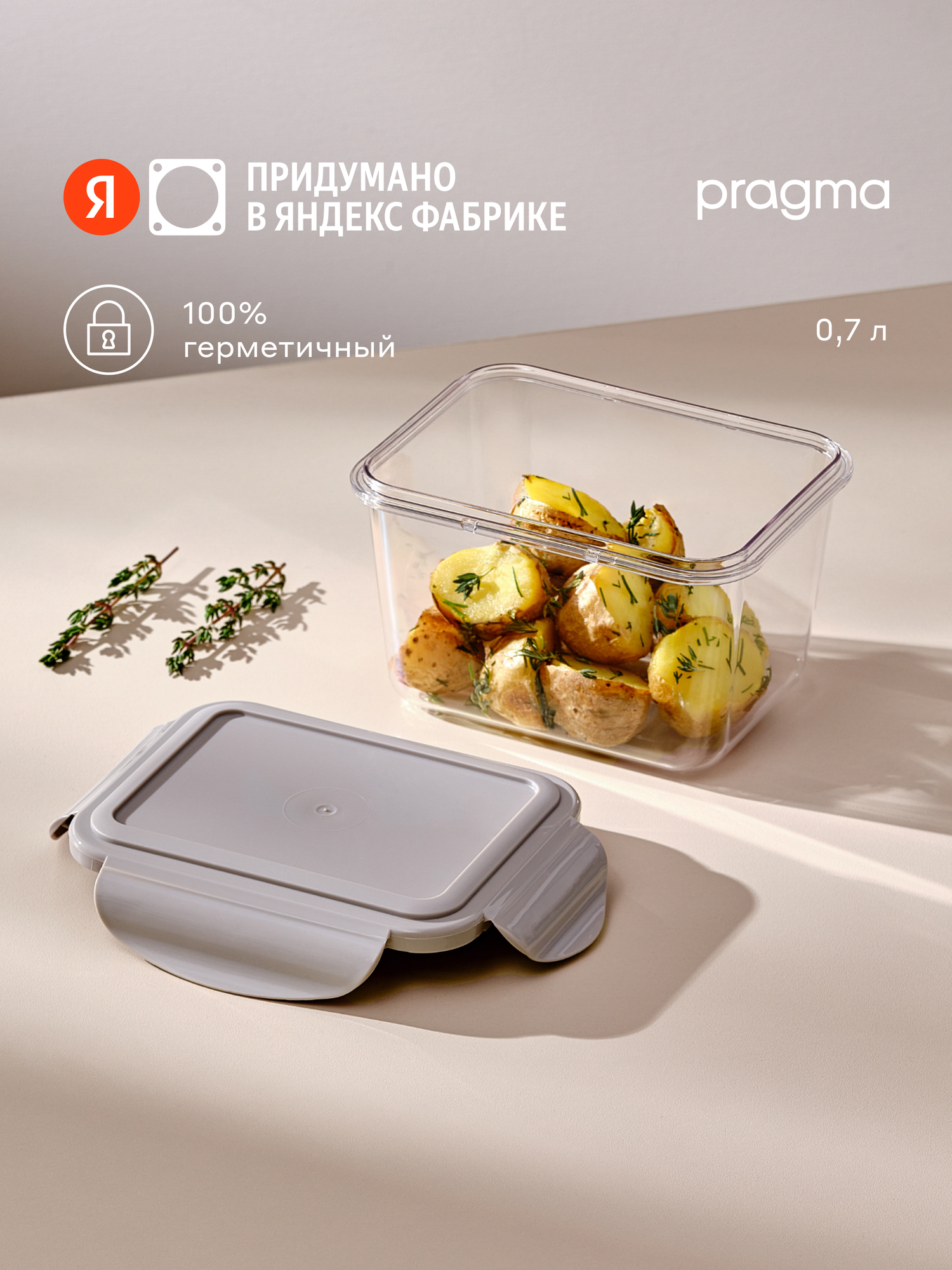 Пластиковый контейнер для хранения продуктов Pragma Luvold 07 л серый