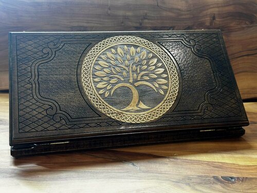 Изображение товара Нарды деревянные большие резные ручной работы с гравировкой