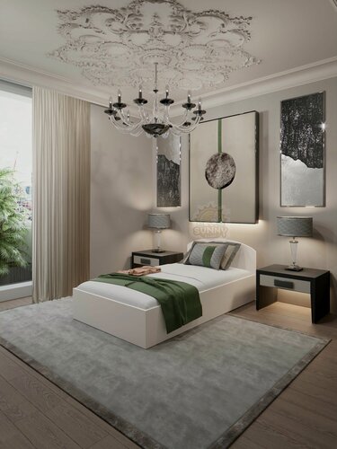 Изображение товара Полутороспальная кровать Барокко 120х190 см, (матрас-sleep FLEX S), ЛДСП (Белый)