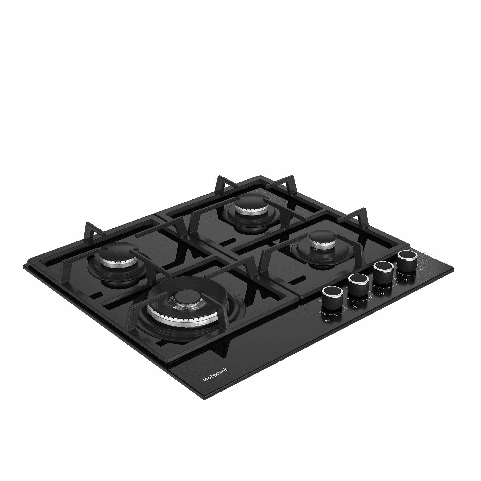 Газовая варочная панель Hotpoint HGS 62F/BK, 4 конфорки, черный
